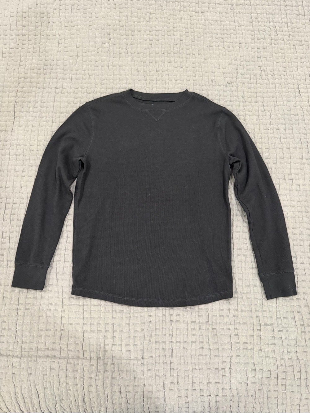 Hanes Men’s Black Long Sleeve Waffle Thermal Crewneck Sweater